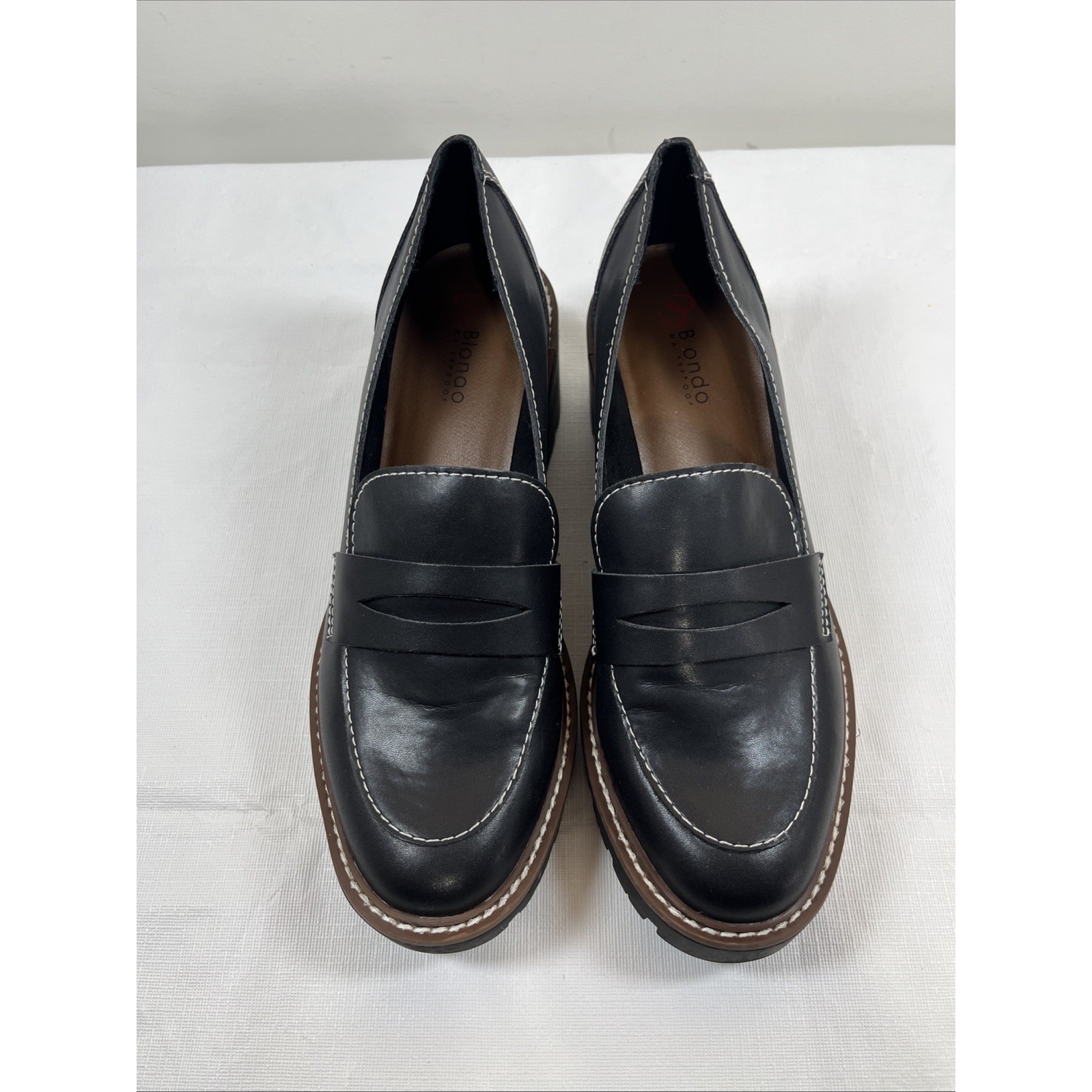Blondo Dulce Womens 8.5m Waterproof Loafers Black Leather Chunky Platform Y2k — image 3 of 8